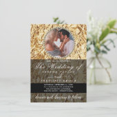 Elegantes Goldenes Foto Kalligrafie Einladung zur (Stehend Vorderseite)