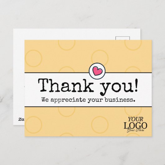 Elegantes goldenes Gelb W/ Herzensdanken Postkarte (Vorne/Hinten)