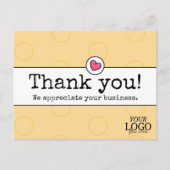 Elegantes goldenes Gelb W/ Herzensdanken Postkarte (Vorderseite)