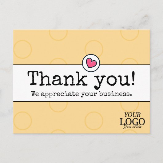 Elegantes goldenes Gelb W/ Herzensdanken Postkarte (Vorderseite)