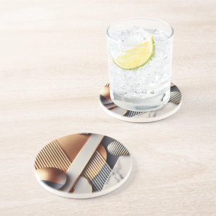 Elegantes Goldenes geometrisches Untersetzer Set