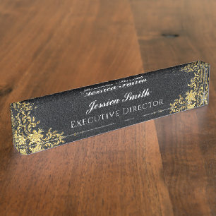 Elegantes goldenes Geschäft Professionelles Monogr Namensplakette