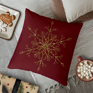 Elegantes goldenes Glitter-Feiertags-Schneeglöckch Kissen