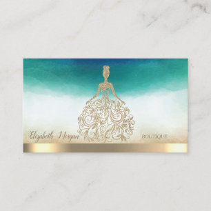Elegantes goldenes Glitzerkleid Visitenkarte