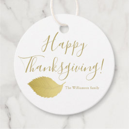 Elegantes, goldenes Herbstblatt - Erntedank Geschenkanhänger