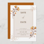 Elegantes Goldenes Herbstblatt Save the Date Einladung (Vorne/Hinten)