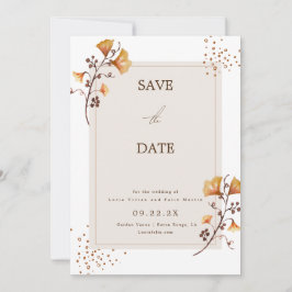 Elegantes Goldenes Herbstblatt Save the Date Einladung