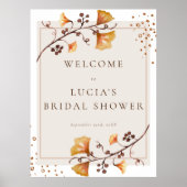 Elegantes Goldenes Herbstleaf Brautparty Willkomme Poster (Vorne)