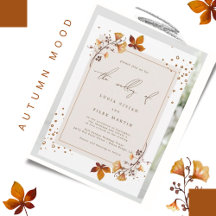 Elegantes Goldenes Herbstleaf Foto Hochzeit