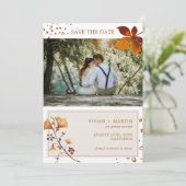 Elegantes Goldenes Herbstleaf Foto Hochzeit Save The Date (Stehend Vorderseite)