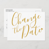 Elegantes goldenes Herz ändern Datum verschoben Ankündigungspostkarte (Vorne/Hinten)