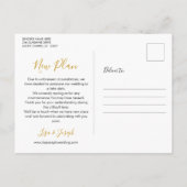 Elegantes goldenes Herz ändern Datum verschoben Ankündigungspostkarte (Rückseite)