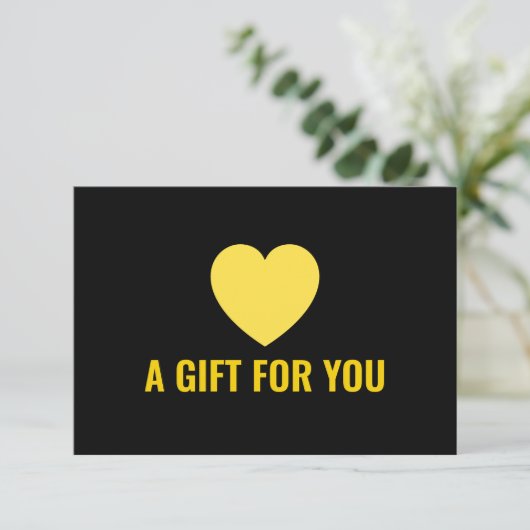 Elegantes Goldenes Herz, einfaches schwarzes Gesch (Stehend Vorderseite)