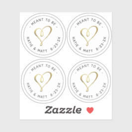 Elegantes Goldenes Herz für Hochzeit Aufkleber