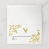 Elegantes Goldenes Herz-Muster | Hochzeitsplatzkar Platzkarte (Außenseite Aufgefaltet)