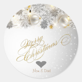 Elegantes Goldenes Herz, Weihnachtsschmuck Runder Aufkleber