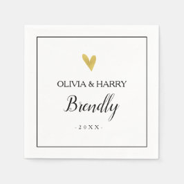 Elegantes Goldenes Herz | White Wedding Paper Napk Serviette
