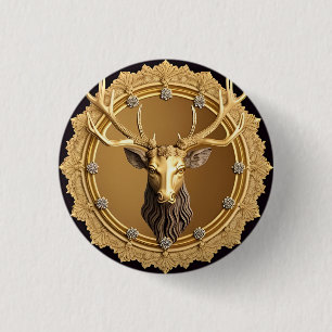 Elegantes goldenes Hirsch-Emblem mit aufwendigem R Button