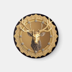 Elegantes goldenes Hirsch-Emblem mit aufwendigem R Magnet