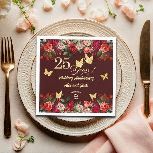 Elegantes goldenes Hochzeitsjubiläum zum 25. Serviette