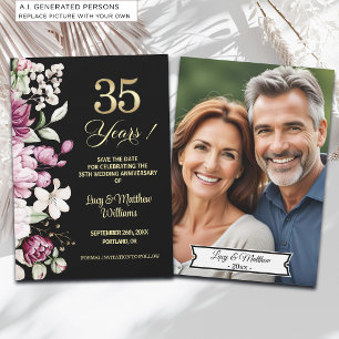 Elegantes goldenes Hochzeitsjubiläumsfoto 35 Jahre Save The Date