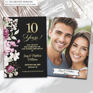 Elegantes goldenes Hochzeitsjubiläumsfoto zum 10. Save The Date