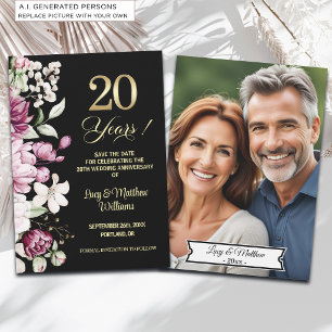 Elegantes goldenes Hochzeitsjubiläumsfoto zum 20. Save The Date