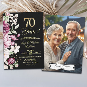 Elegantes goldenes Hochzeitsjubiläumsfoto zum 70. Einladung