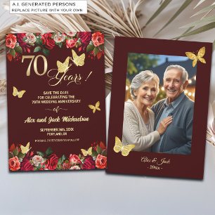 Elegantes goldenes Hochzeitsjubiläumsfoto zum 70. Save The Date