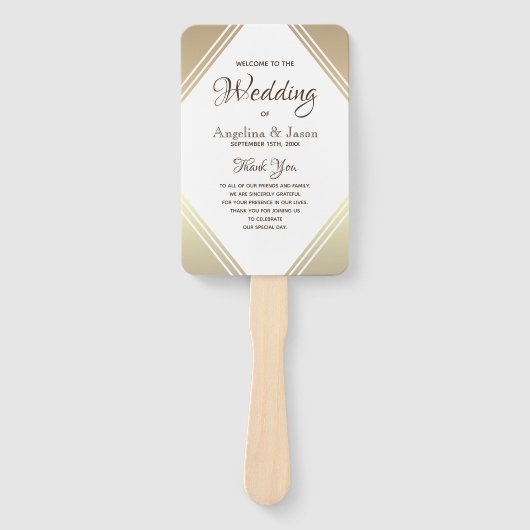 Elegantes goldenes Hochzeitsprogramm Fächer (Vorderseite)