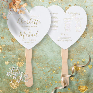 Elegantes goldenes Hochzeitsprogramm Herz Fächer