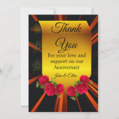 Elegantes Goldenes Jubiläum mit Rose Dankeskarte (Vorderseite)