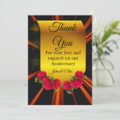 Elegantes Goldenes Jubiläum mit Rose Dankeskarte (Stehend Vorderseite)