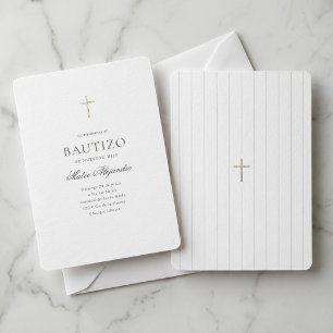 Elegantes goldenes Kreuz spanischer Jungen-Taufe M Einladung