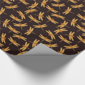 Elegantes goldenes Libellen-Packpapier Geschenkpapier (Ecke)