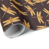 Elegantes goldenes Libellen-Packpapier Geschenkpapier (Rolleneckpunkt)