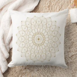 Elegantes goldenes Mandala – großes kreisförmiges Kissen