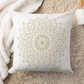 Elegantes goldenes Mandala – großes kreisförmiges Kissen