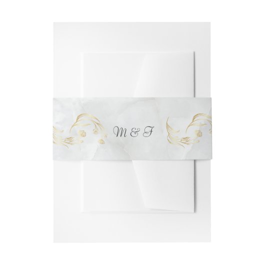 Elegantes goldenes Marmor-Hochzeits-Bauchnabel-Ban Einladungsbanderole (Vorderseite Beispiel)