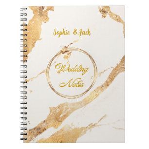 Elegantes goldenes Marmor-Hochzeitsnotizbuch Notizblock
