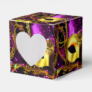 Elegantes Goldenes Maskenherz Geschenkschachtel