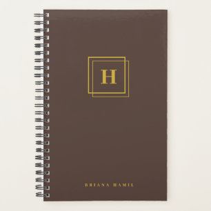 Elegantes goldenes Monogramm geometrischer Doppelr Planer
