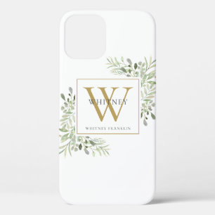 Elegantes goldenes Monogramm Grün Case-Mate iPhone Hülle