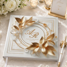 Elegantes goldenes Monogramm Hochzeitsgästebuch