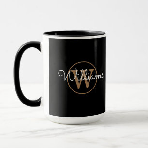 Elegantes goldenes Monogramm in Schwarz Tasse