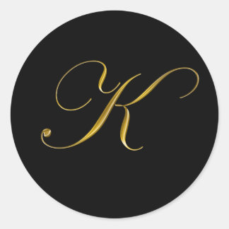 Elegantes goldenes Monogramm K-Umschlagssiegel Runder Aufkleber