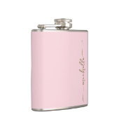 Elegantes goldenes Monogramm-Namensscript Blushros Flachmann (Rechts)