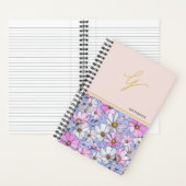 Elegantes goldenes Monogramm Schriftzug rosa blaue Notizblock (Innen)