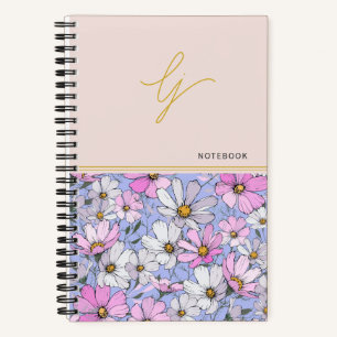 Elegantes goldenes Monogramm Schriftzug rosa blaue Notizblock