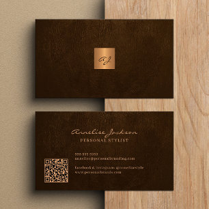 Elegantes, goldenes, monogrammiertes modernes QR-C Visitenkarte